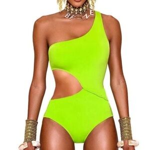 New! BFyne Green One-Shoulder Cutout One-Piece Swimsuit 3781